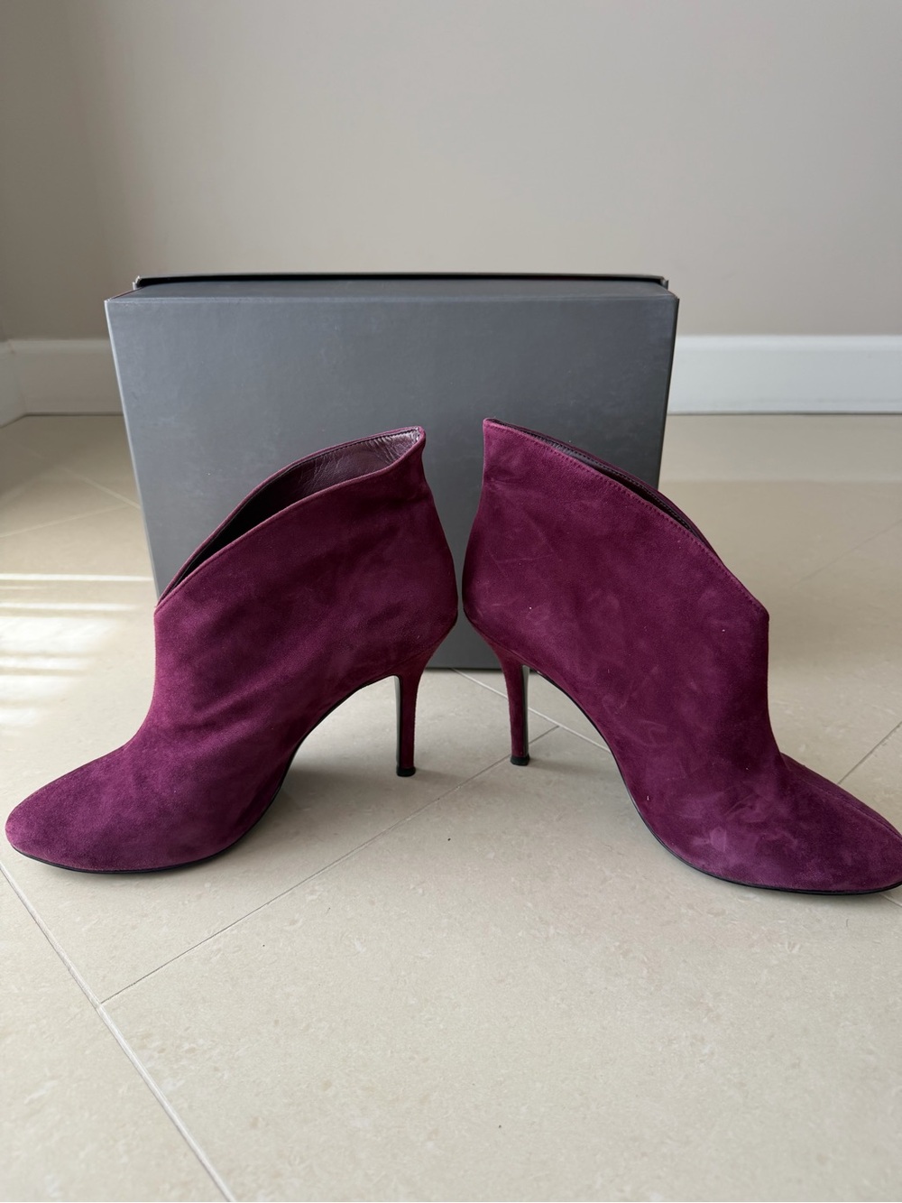 Vince Camuto Burgundy Suede Ankle Booties